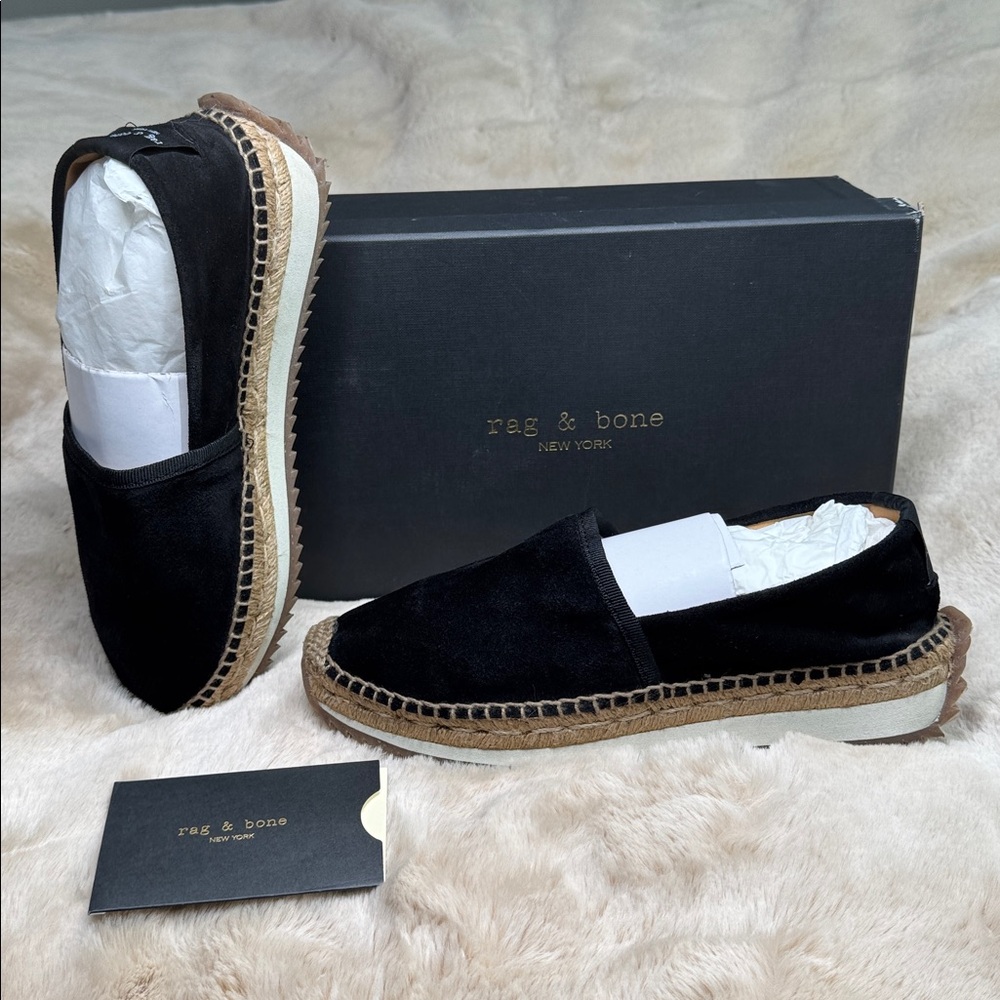 Rag & Bone Black Suede Espadrille Runner Loafer Sneakers